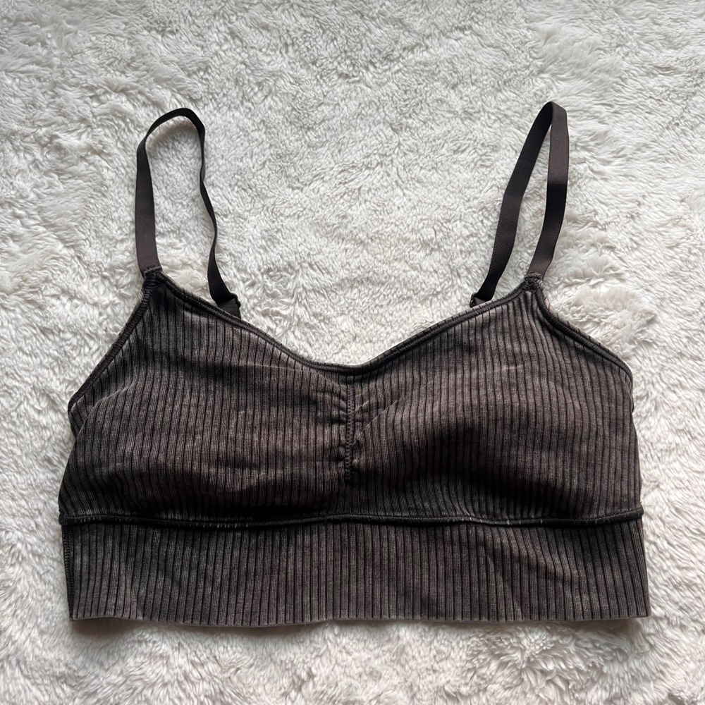 OFFLINE by Aerie Recharge Ribbed Bralette Washed Black Size M Adjustable Straps